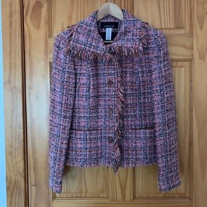 Jones New York fringe pink multicolor jacket 8